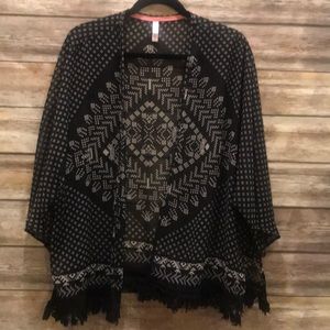 Xhilaration Women Open Front Kimono Boho Fringe